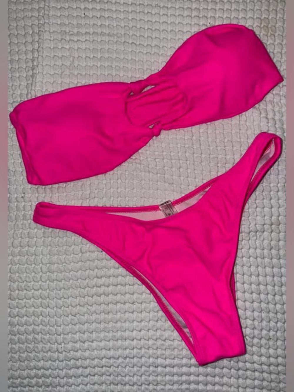 SHEIN Neon Pink Strapless Cutout Bikini Set